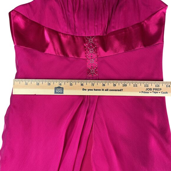 Vintage Silk Slip Dress Size 2 Pink Rhinestone Asymmetric Shelli Seagal Y2K 90s - Picture 16 of 16